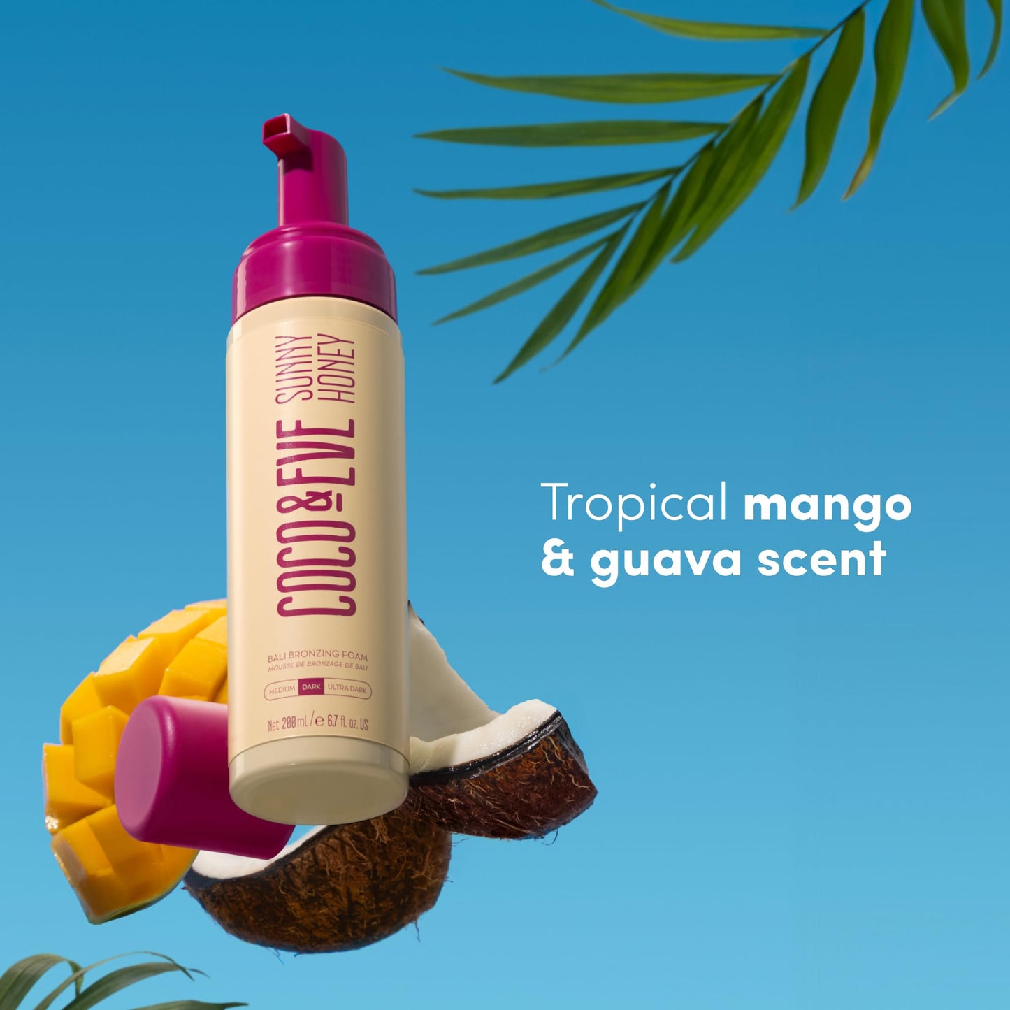 Coco & Eve Sunny Honey Self Tanner Foam - (Ultra Dark) Fast Drying, Streak-Free Sunless Tanning Mousse, Tropically Scented Lightweight Natural Looking Tan, Non-Sticky, Vegan, Cruelty Free | 6.7 Fl Oz
