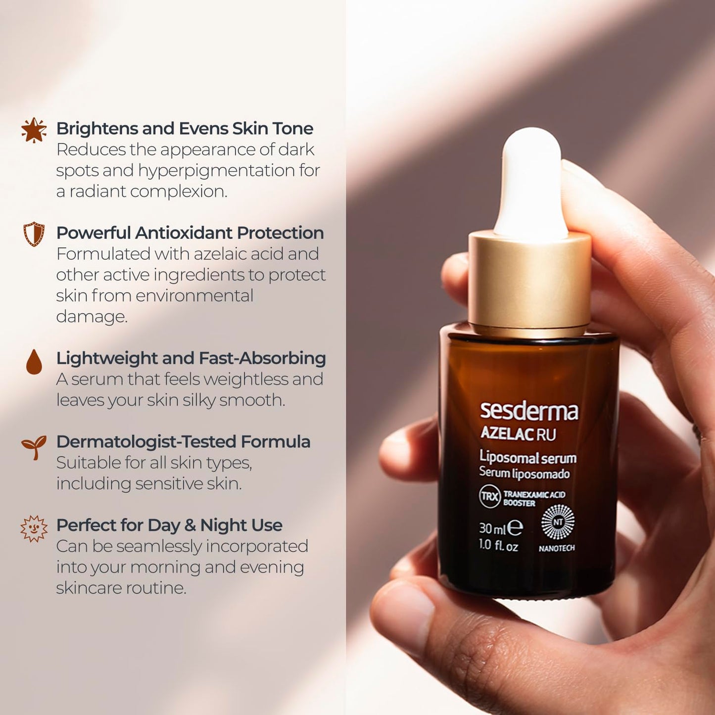 Sesderma AZELAC RU Liposomal Facial Serum - Target Sun Spots & Hyperpigmentation | 1.0 fl. oz.