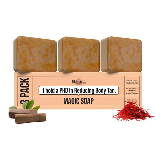 GHAR SOAPS Sandalwood & Saffron Magic Soaps For Bath | Paraben Free | Chandan & Kesar Bath Soap | Handmade Soaps For Glowing | Skin lightening Soap For Men & Women (10.58)
