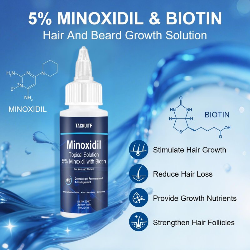 6 Packs, 5% Minoxidil with Biotin, Hair Growth Treatment, Minoxidil Hair and Beard Growth Oil, Minoxidil for Men and Women, Supports Thicker and Fuller Hair & Beard (12 fl oz, 6 Month Supply)