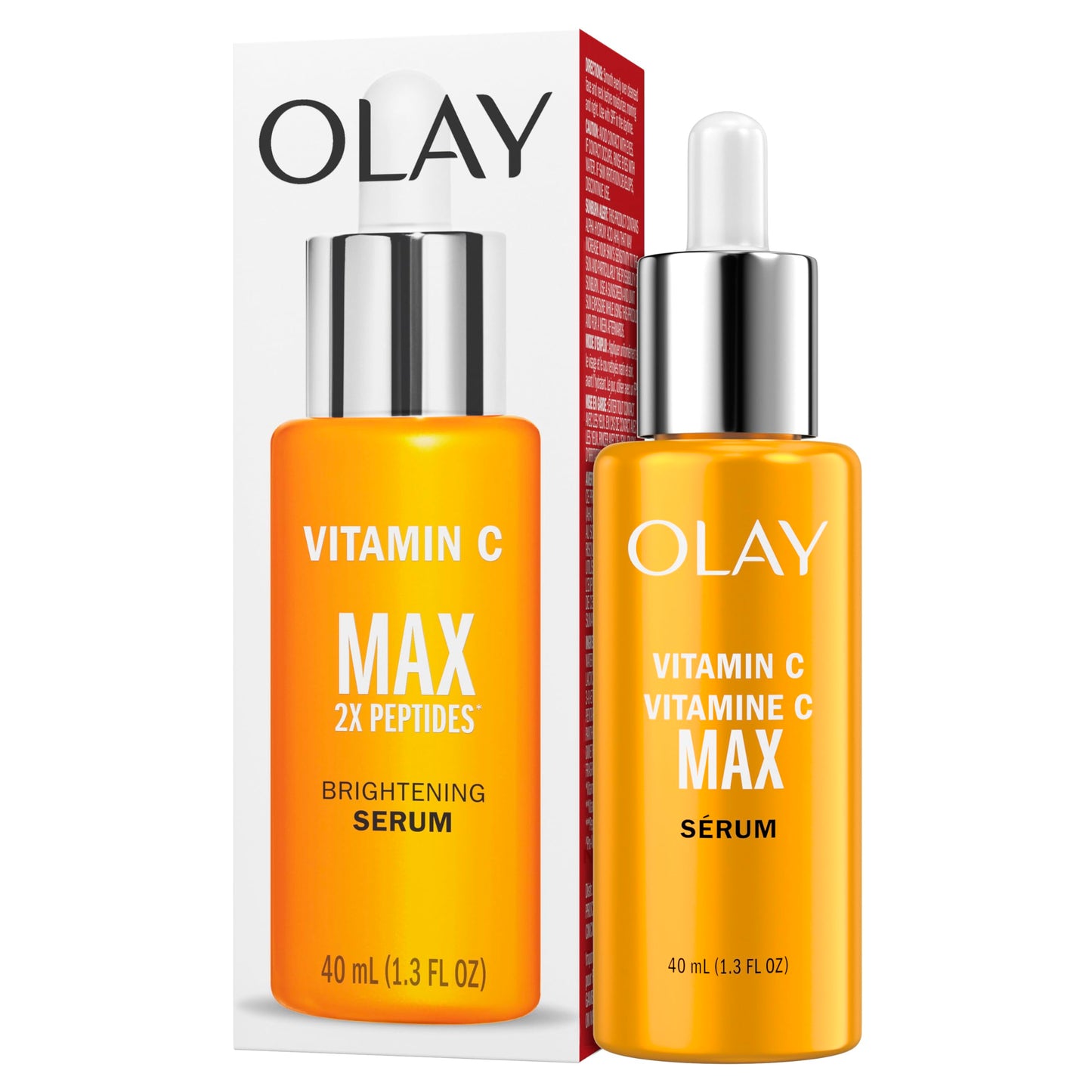 Olay Vitamin C Max Brightening Face Serum, Vitamin C Face Serum with Peptides, Brightening Face Serum for Radiance, Even Tone, Antioxidant Facial Serum for Glowing Skin, 1.3 Fl Oz