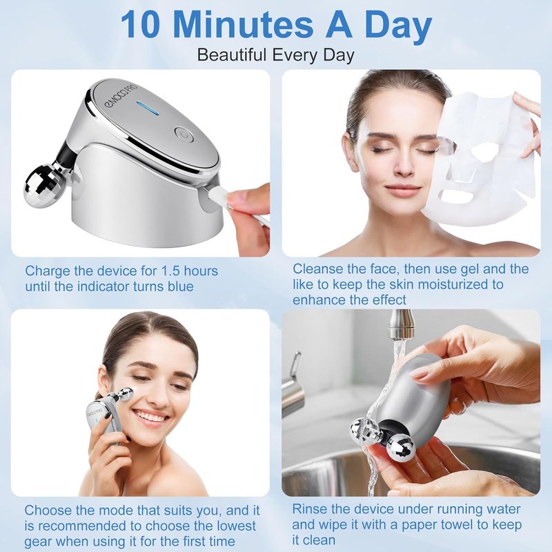 Electric Facial Massager - Gua Sha Vibration Tool for Face & Neck | Skin Lifting Roller for Radiant Glow