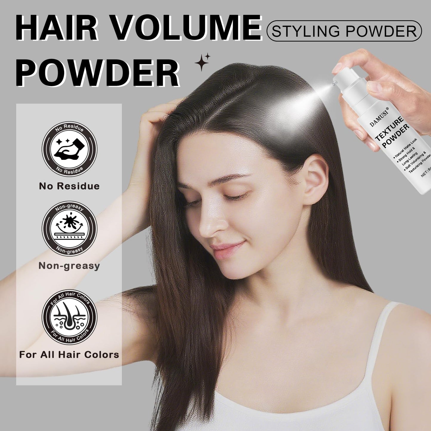 DAMUSI Hair Texture Powder Spray for Men & Women, Mattifying Volume Styling