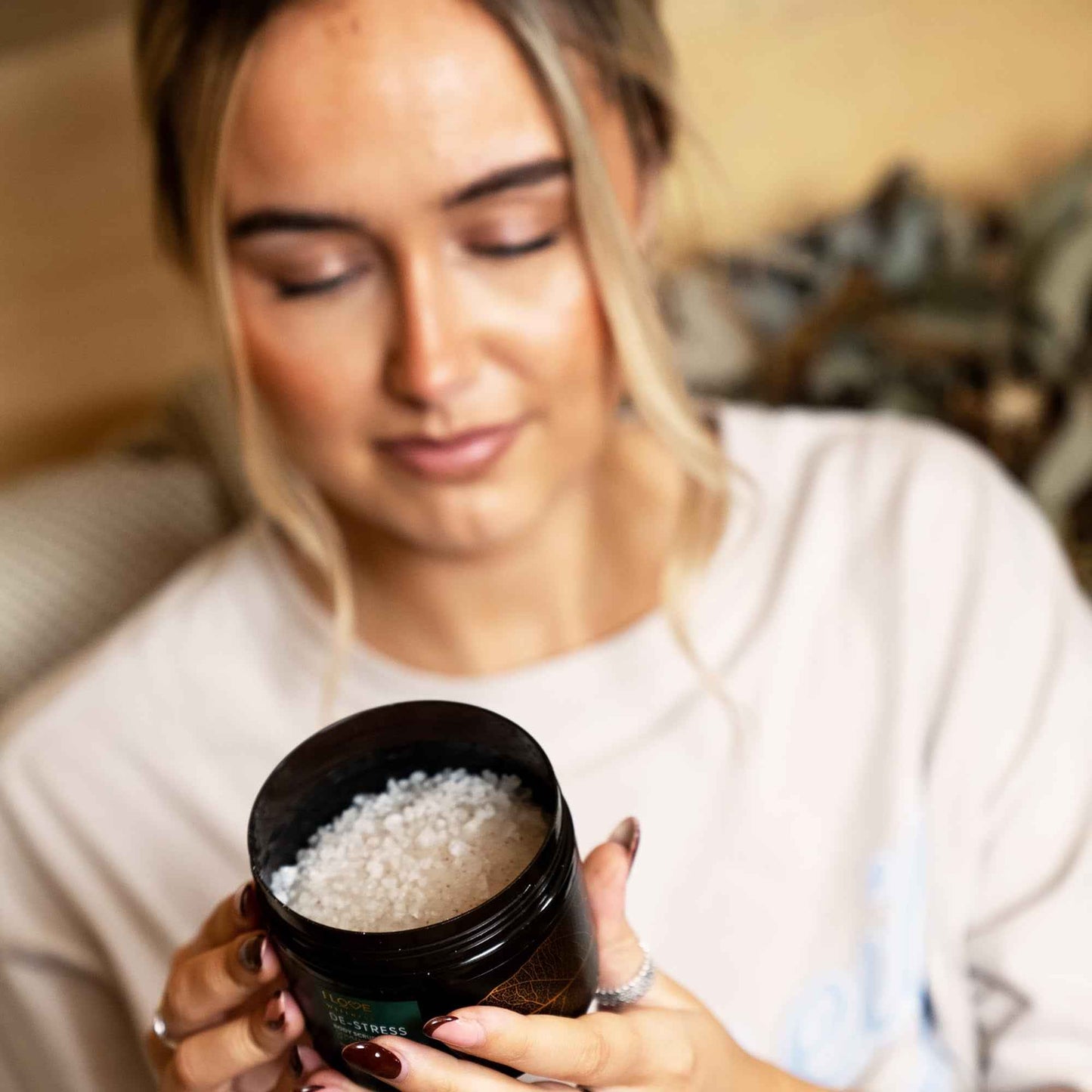 I LOVE Wellness De-Stress Body Scrub - Exfoliating Body Scrub - Sea Salt Shower Scrub - Lemongrass and Eucalyptus Scent with Coconut Oil - 12.3 oz