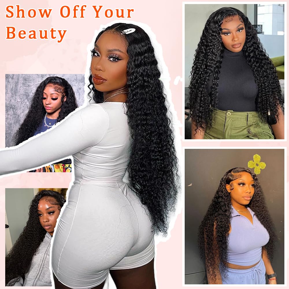 Lace Frontal Deep Wave 14 Inch | 150% Density Unprocessed Brazilian Human Hair with Baby Hair for Black Women