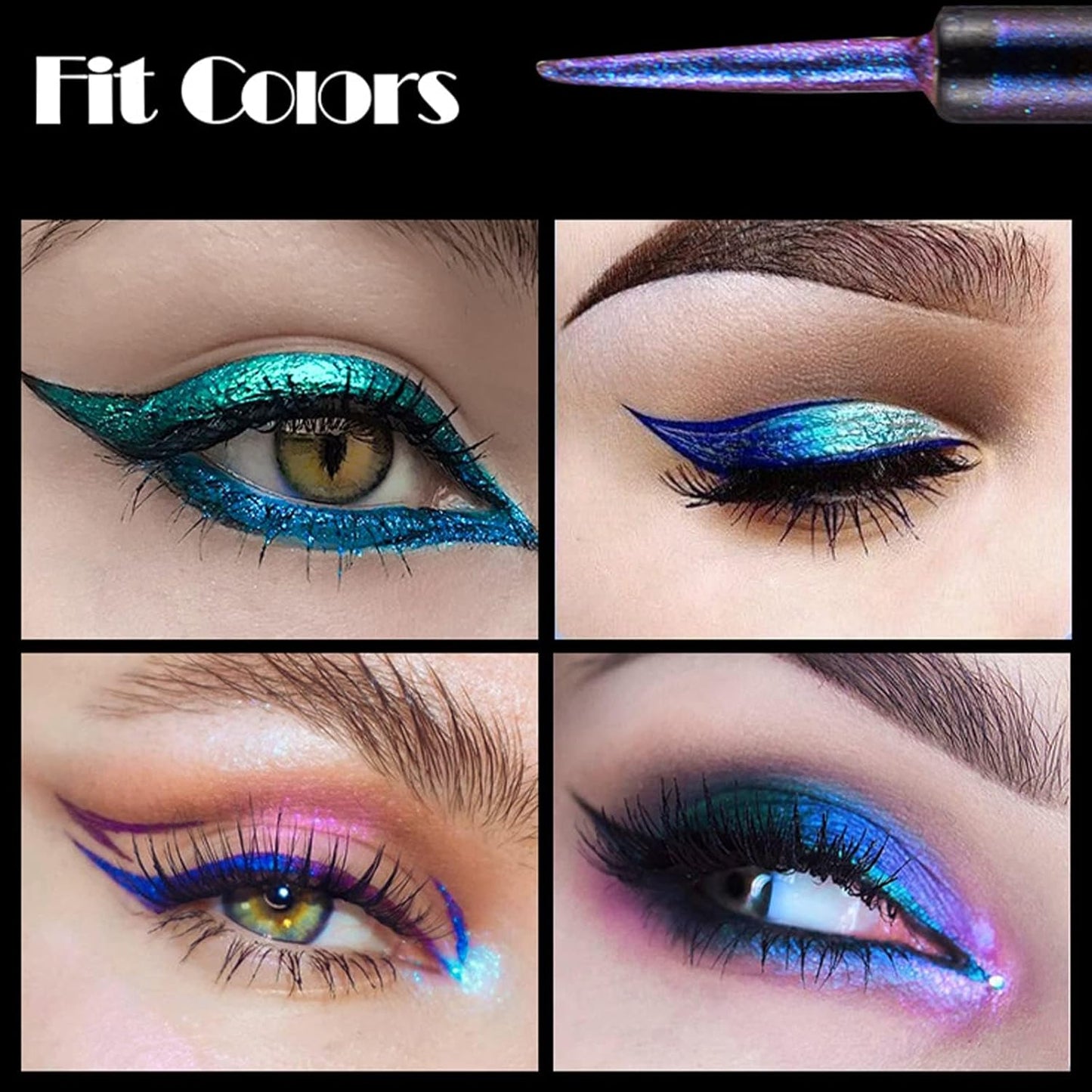 Chameleon Liquid Eyeshadow Set - 6 Metallic Glitter Shades | Long-Lasting Waterproof Multichrome Makeup
