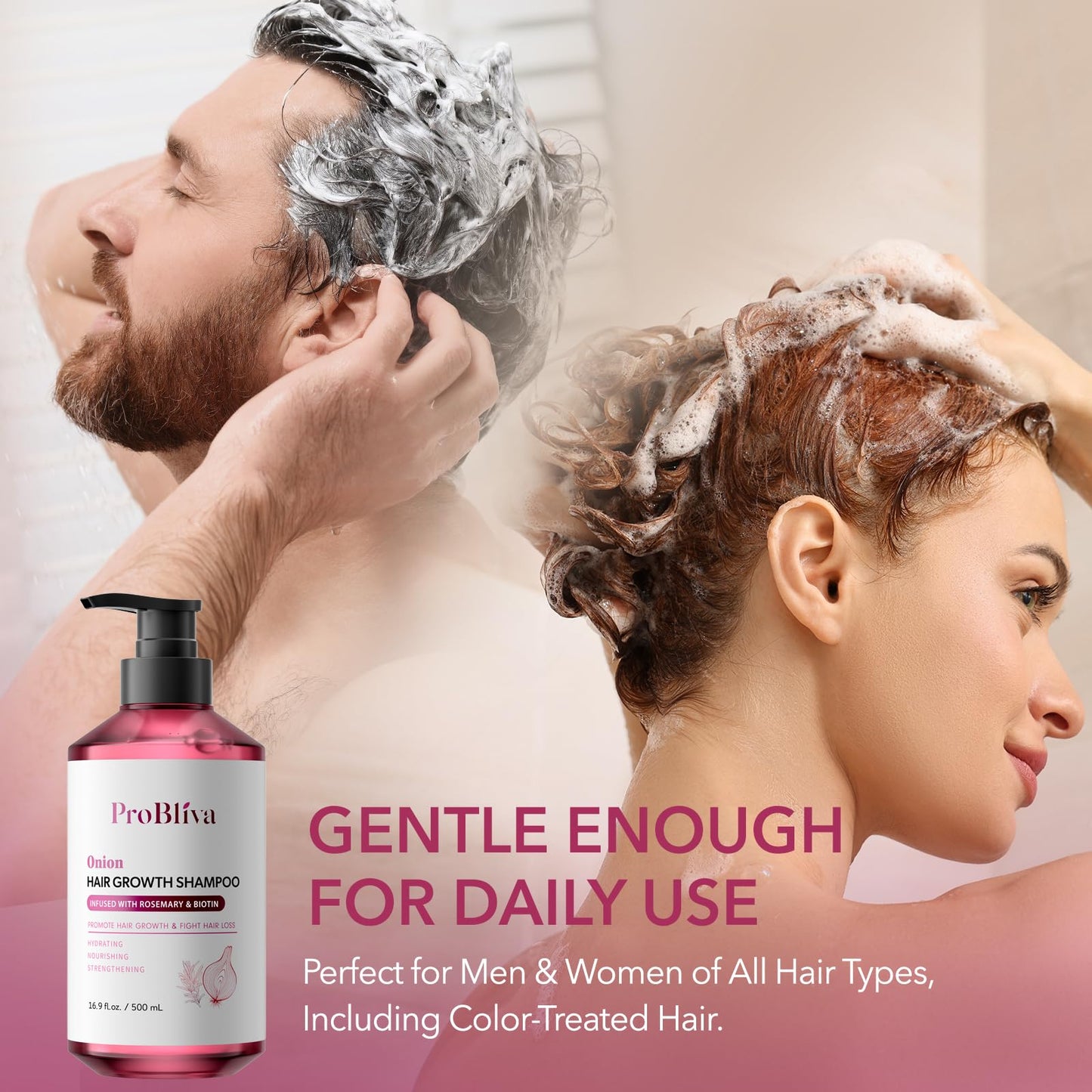 ProBliva Onion Shampoo for Hair Growth: Onion Hydrosol Shampoo with Biotin and Rosemary for Hair Loss and Thinning Hair - Promotes Healthier, Thicker and Stronger Hair for Women and Men