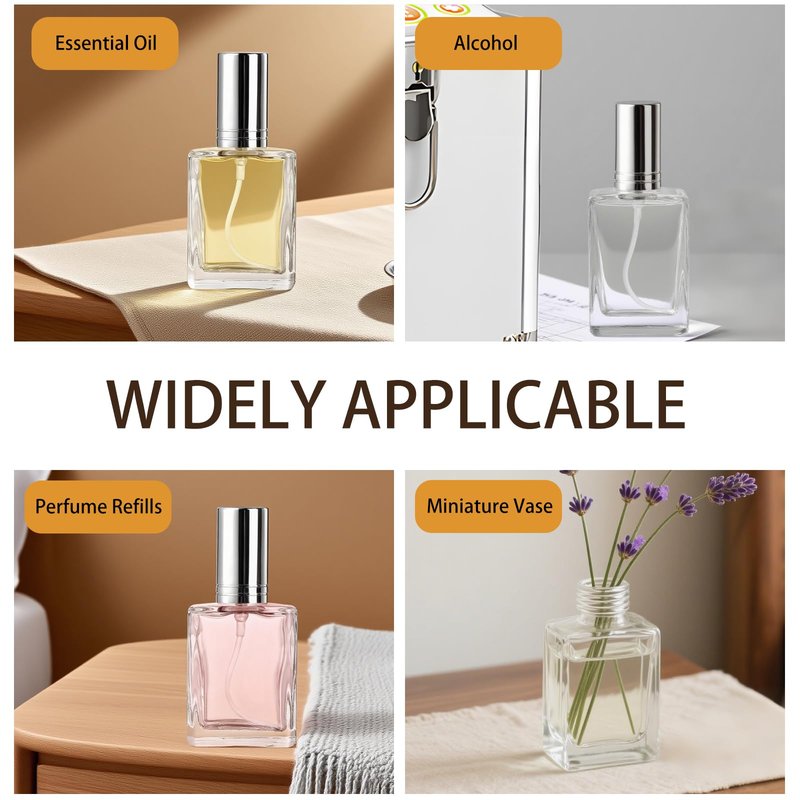 Seuqhck 20 Pack Clear Glass Perfume Bottle, 15ml Fine Mist Atomizer Spray Bottles, Empty Small Refill Fragrance Bottles with Droppers and Funnels for Travel Cleaning Face Body Essential Oil, Liquid