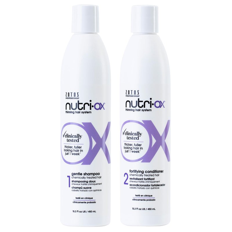 NUTRI-OX Gentle Shampoo & Conditioner | Thicker, Fuller-Looking Hair | Color Treated Hair | Peppermint | Clinically & Dermatologically Tested | 15.2 Fl Oz