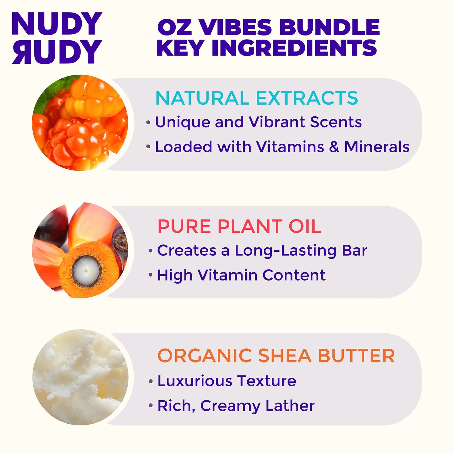 Oz Vibes Bundle Par Soap Pucks, Includes Berrylicious, Sea. Salt. Suds., Wasabi Pear, Made with Organic Shea Butter, Pure Plant Oils, Triple Milled Bars, All Skin Types, 4.2 oz Each - Pack of 3