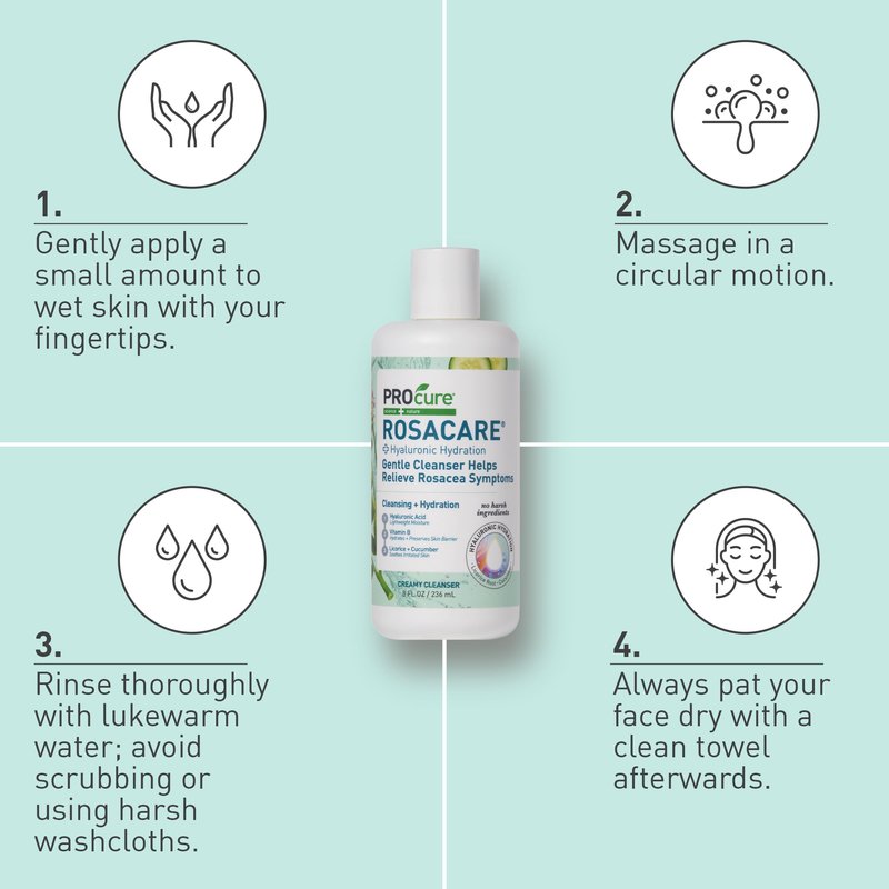 PROcure Rosacare Gentle Cream Cleanser – Hyaluronic Acid, Niacinamide & Licorice Root Face Wash for Sensitive, Redness-Prone Skin – Daily Use