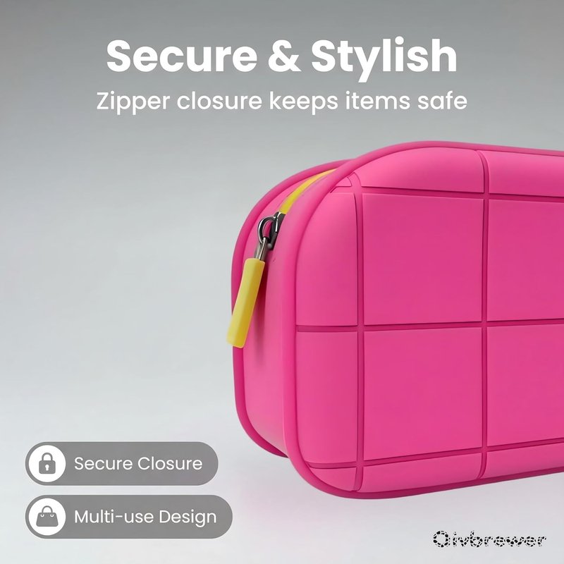 Silicone Makeup Bag - Waterproof Travel Cosmetic Organizer | Versatile Pink Toiletry Bag for Women & Girls
