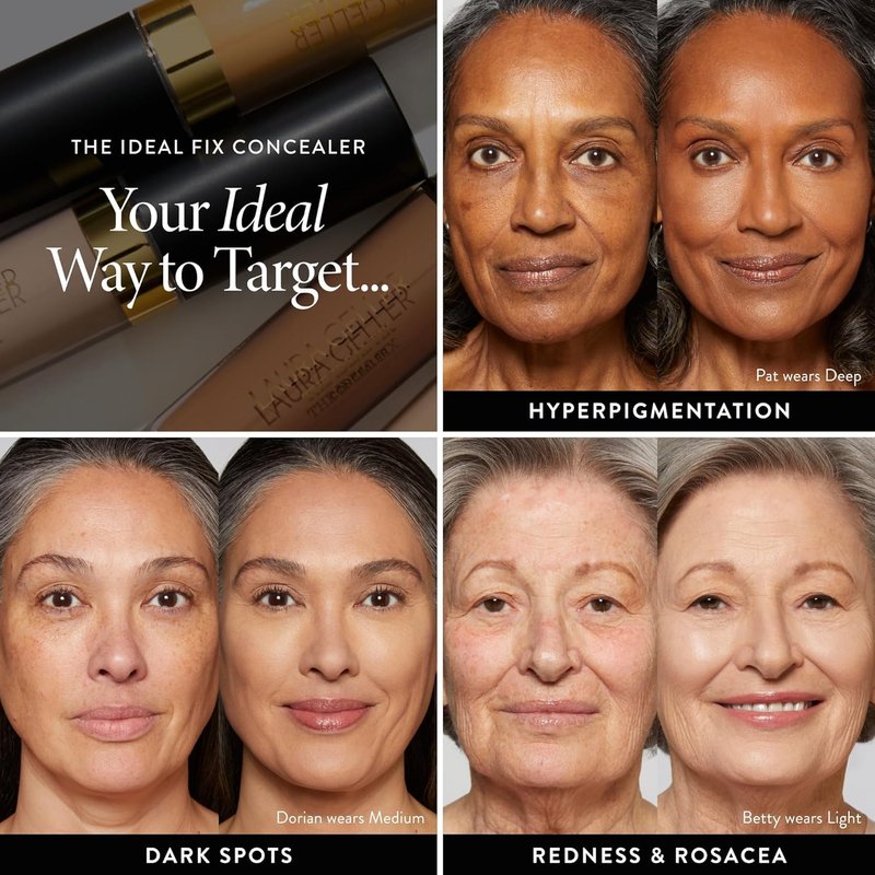 Ideal Fix Under Eye Concealer for Mature Skin - Full Coverage, Anti-Aging | 1 Porcelain - Hydrating & Crease-Free