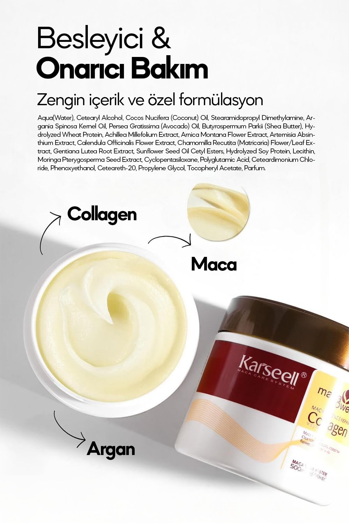 Hair Mask Karseell Deep Conditioner Argan Oil Collagen Treatment Natural Coconut Oil for Dry and Damaged Hair 16.90oz 500ml