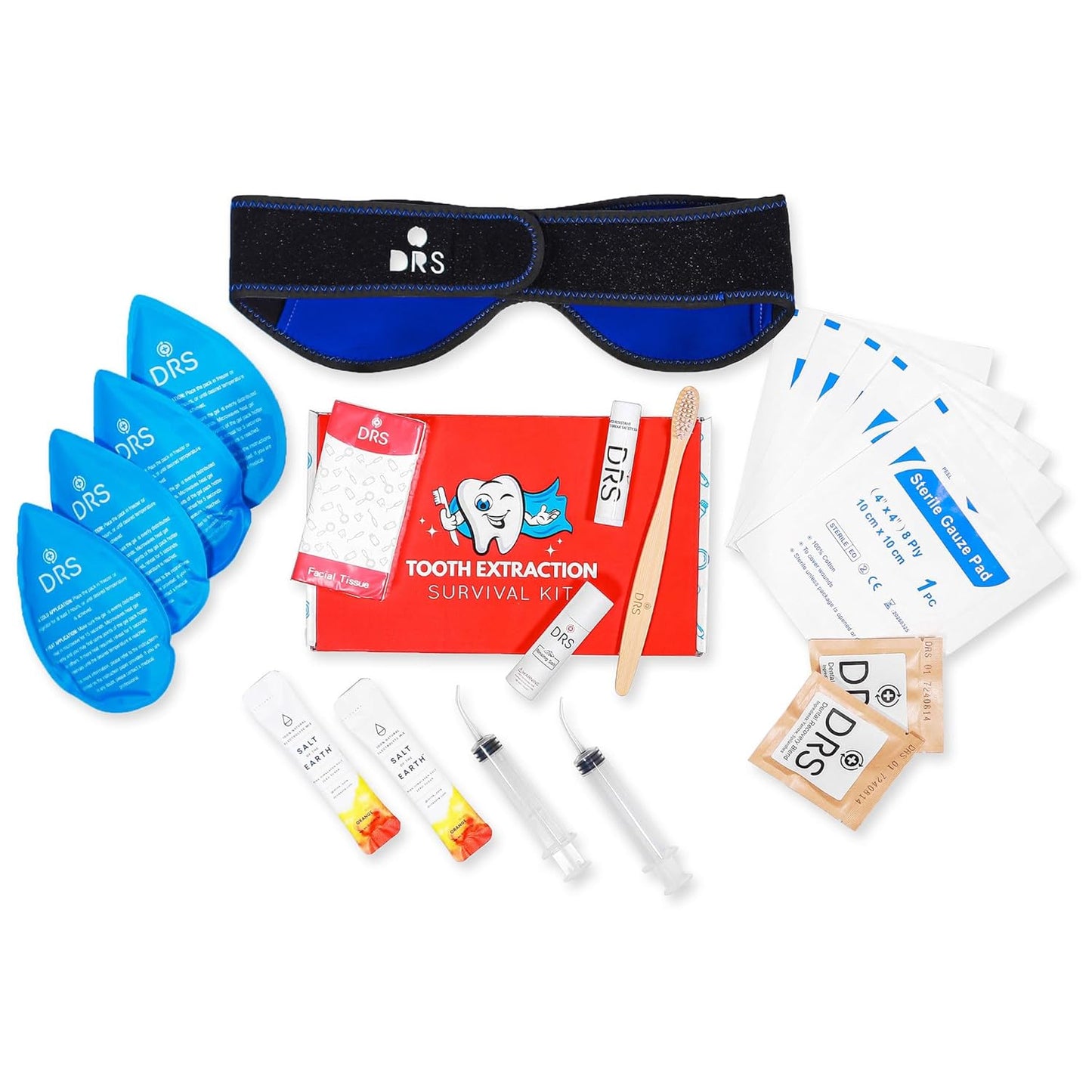 Wisdom Teeth Recovery Kit - Reusable Head Wrap with Ice Packs, Oral Irrigation Syringe & More | Complete Healing Essentials