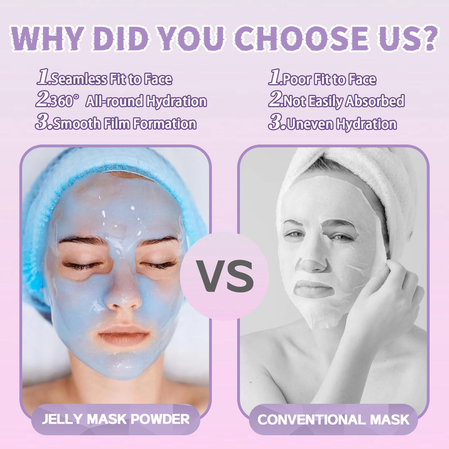 Jelly Mask Set,Hyalorunic Acid Jelly Masks For Facials Professional,Rose Hydro Jelly Face Mask,with Facial Mask Mixing Bowl Set,Headband,Birthday Gifts for Women,Gift Set for Valentine's, Mother's Day