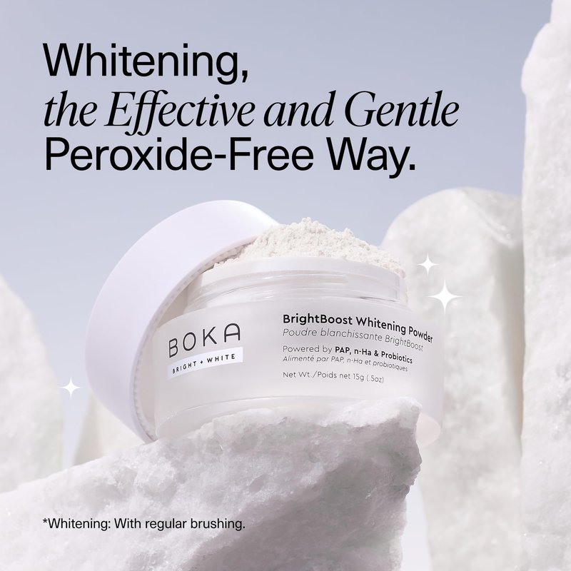 Boka Teeth Whitening Powder - Nano Hydroxyapatite, Appropriate for Sensitive Teeth, Whitening - Toothpaste Alternative with Essential Oils, Has Probiotics, Multivitamins & Aloe