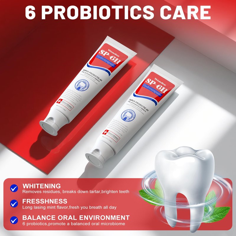 SP-8 Probiotic Whitening Toothpaste, 8 Probiotics Plus Formula for Teeth Whitening, Strengthening and Enamel Protection，Mint Flavor, Fresh Breath, Fluoride-Free (3)