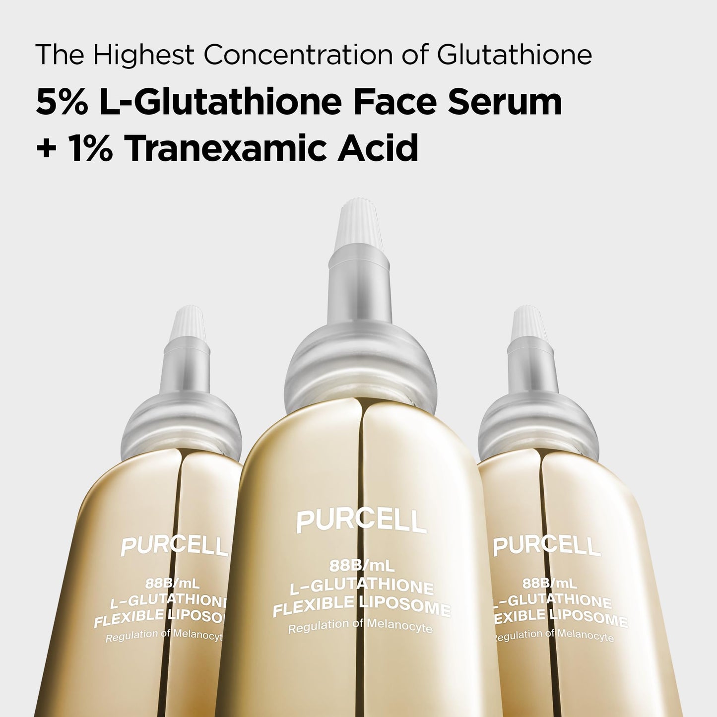 PURCELL Glutathione 5% Face Serum with 1% Niacinamide & 1% Tranexamic Acid – Flexible Liposome Tone up Serum for Anti pigmentation & Hydration (1.85 fl oz / 55 ml)
