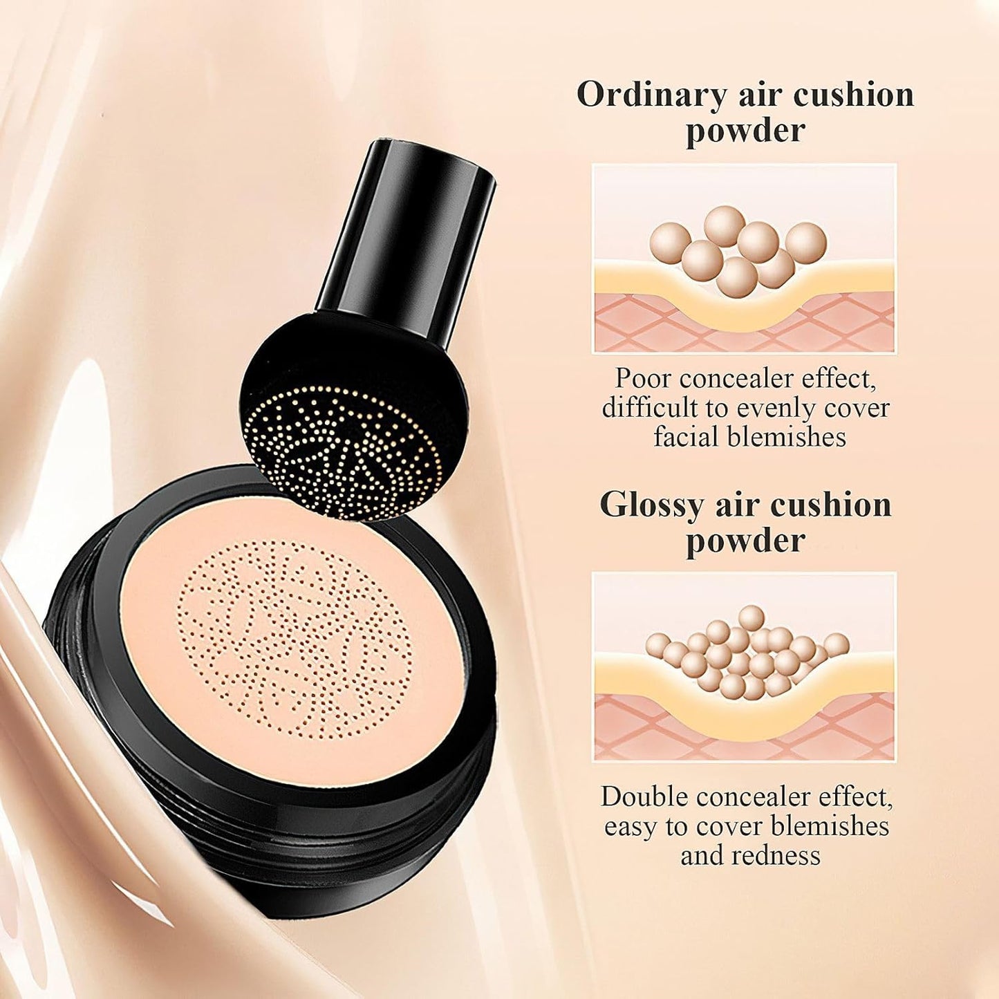Cushion Foundation Concealer for Mature Skin - Lightweight CC Cream for Natural Finish | Perfect for Older Women