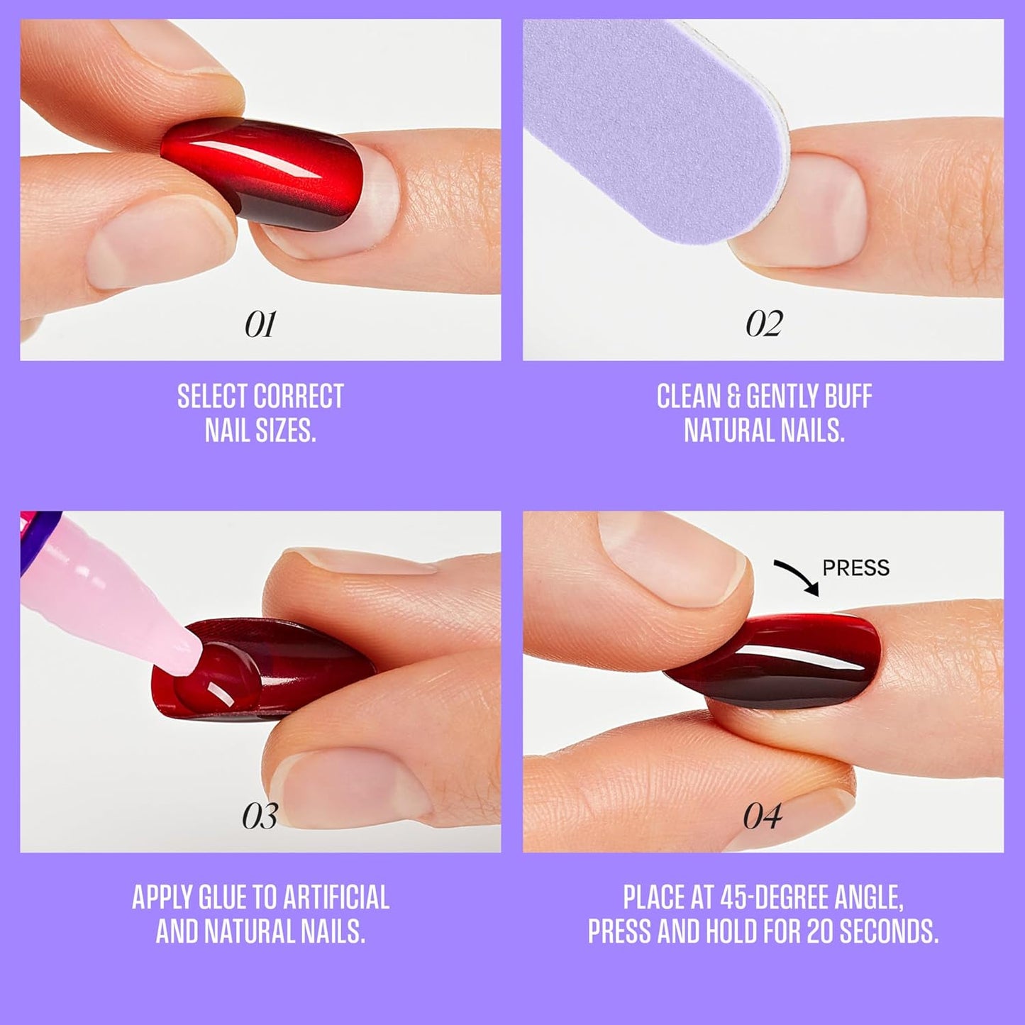 Kiss Core Press On Nails - Euphonious Pink Almond Shape | Short Size, 32 Nails, Glue & Manicure Kit Included