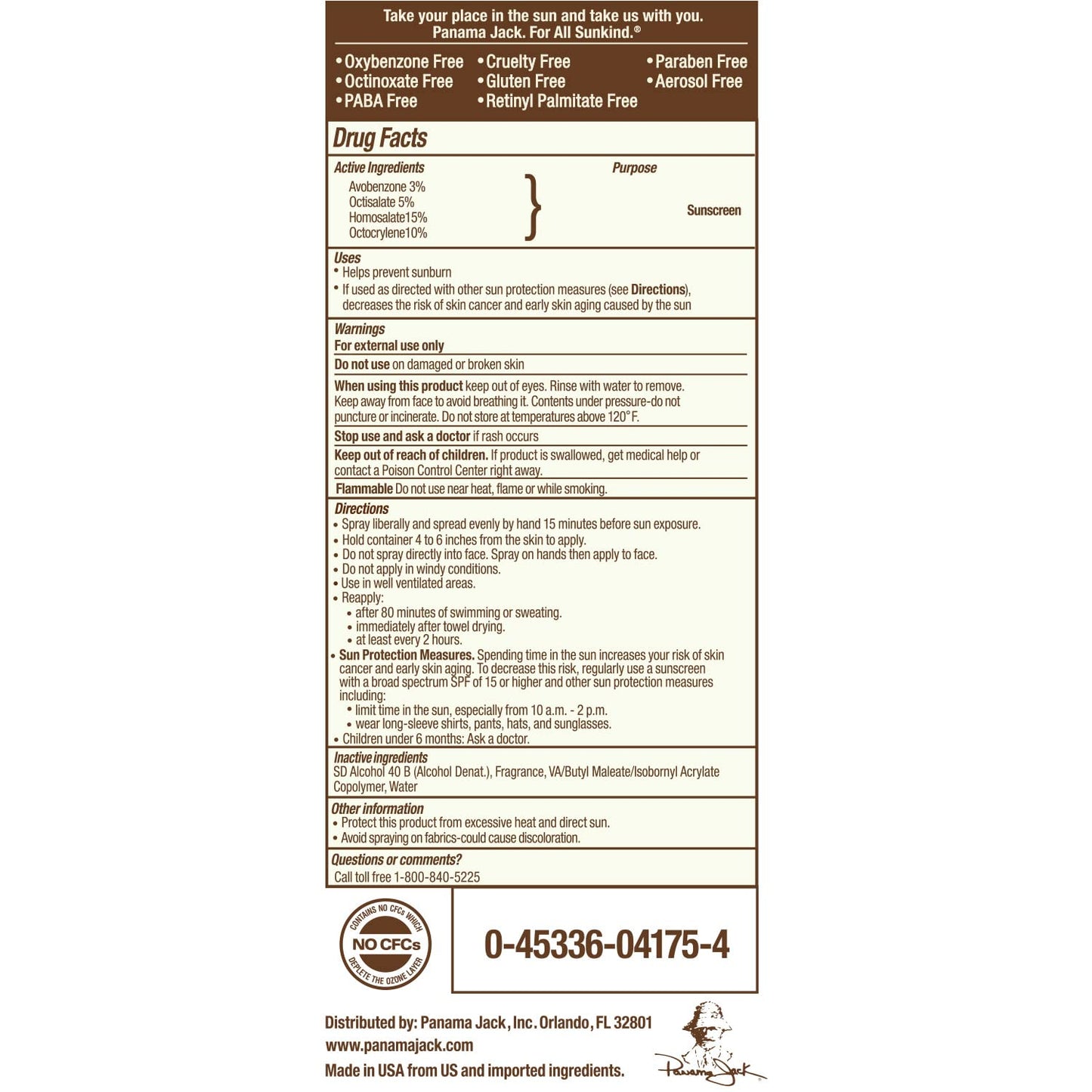 Panama Jack Continuous Spray Sunscreen - SPF 75, Broad Spectrum UVA/UVB Protection, PABA, Paraben, Gluten & Cruelty Free, Water Resistant (80 Minutes), 5.5 OZ (Pack of 2)