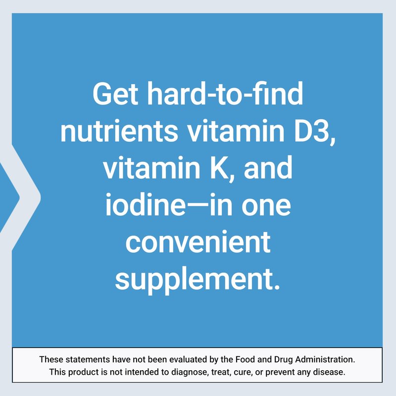 Life Extension Vitamins D and K with Sea-Iodine, Vitamin D3, Vitamin K1 and K2, Iodine, Supports Immune, Bone, arterial and Thyroid Health, Non-GMO, Gluten-Free, 60 Capsules