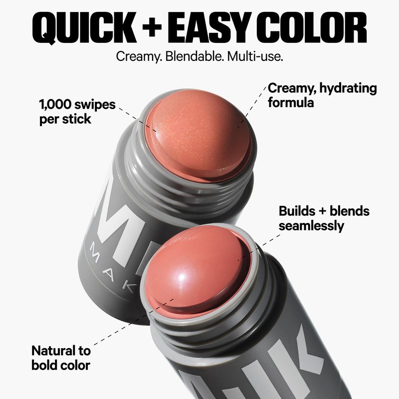 Milk Makeup Lip + Cheek Stick – Buildable Cream Blush + Lip Color w/Hydrating Mango Butter + Avocado Oil for a Natural Flush – Long-Lasting, Multiuse, Vegan Formula – Smirk (Rose w/Shimmer), 0.21 oz