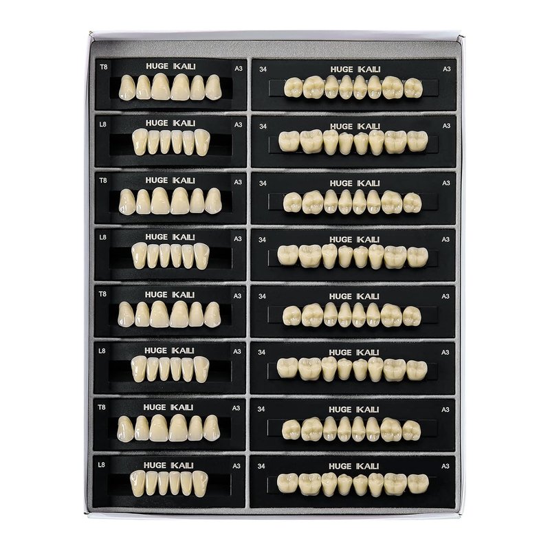 Acrylic Resin Denture Teeth Set - 112 Pcs Shade A3 | Synthetic Polymer Fake Teeth for Halloween & DIY