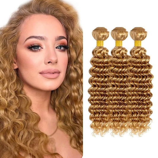 Hydtxc Wet and Wavy Curly Bundles Human Hair 8 10 12 Inch Chocolate Color 4 Water Wave Human Hair Bundles Unprocessed Brazilian Virgin Hair Double Weft Quick Weave for Black Women