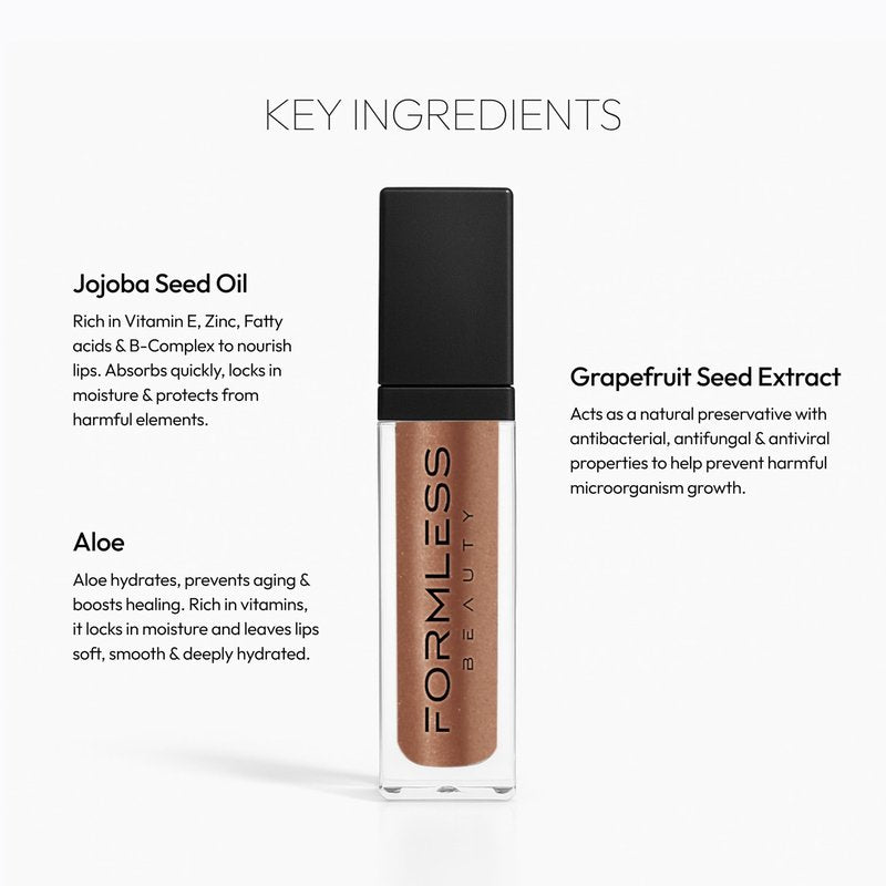 Formless Beauty by Jenny McCarthy Lip Gloss – Euphoria Lip (Chestnut-Brown Shine) – Hydrating, Clean, Non-Toxic, High-Shine Finish