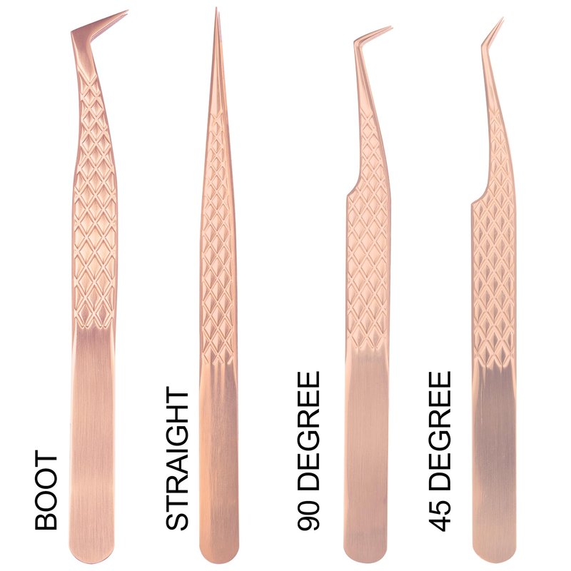 Fiber Tip Lash Tweezers For Eyelash Extension 4 Pcs Tweezers Professional Artist Tech Work Kit Tools,Best Volume Eyelash Lashes Extensions Precision Volume Boot 90 45 Degree(Titanium black)