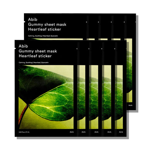 Abib Gummy Sheet Mask Heartleaf Sticker 10 Sheets (Soothing) I Korean Face Mask for Sensitive Skin, Soothing & Redness Relief, Daily Skincare Treatment, K-Beauty Sheet Mask