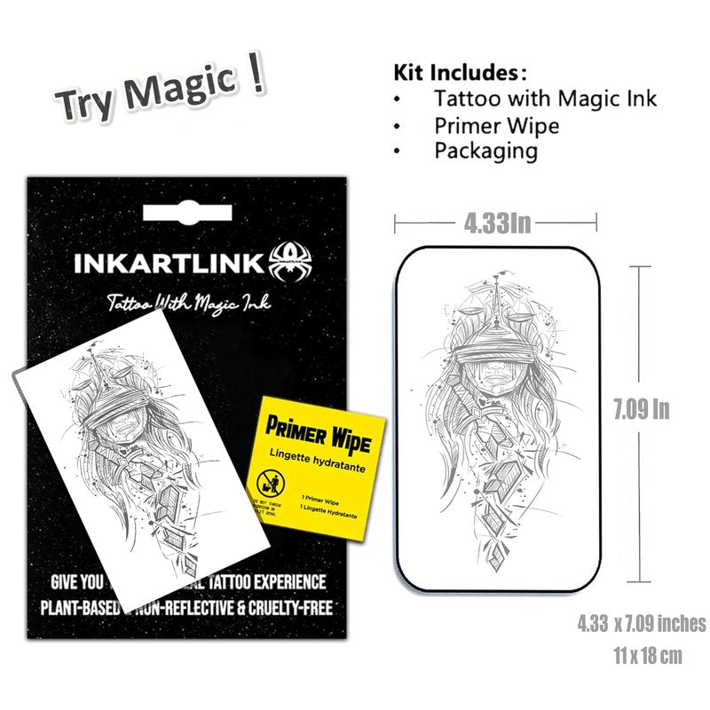 Temporary Tattoos for Adults - Lady Justice Design | Waterproof & Realistic Scales
