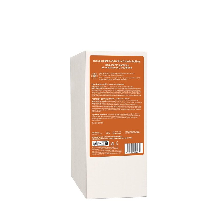 ATTITUDE Liquid Hand Soap Refill - EWG Verified, Plant-Based, Vegan, Orange Cinnamon Scent | 67.6 Fl Oz