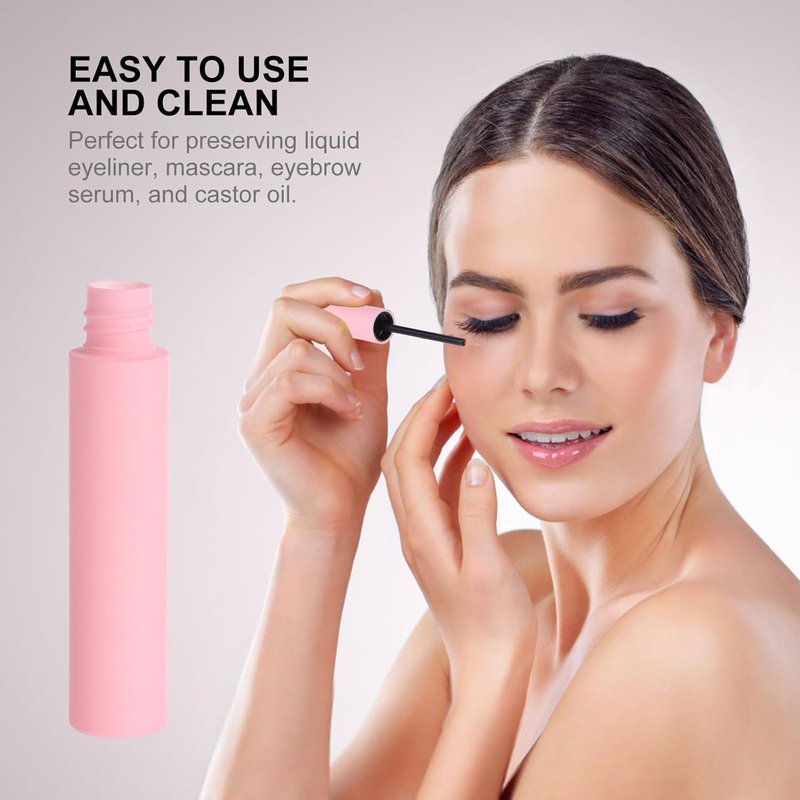 LALAFINA 30Pcs Plastic Eyeliner Tubes - 10ml Refillable Vials with Brush Applicator for DIY Eyelash Growth Oil & Eye Gloss