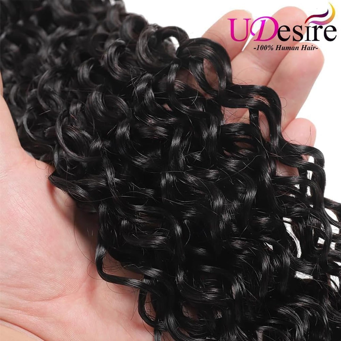 UDesire Water Wave Human Hair Bundles 12A Human Hair Bundles 24 inch Wet and Wavy Hair Double Weft Burmese Curly Hair Extensions for Women