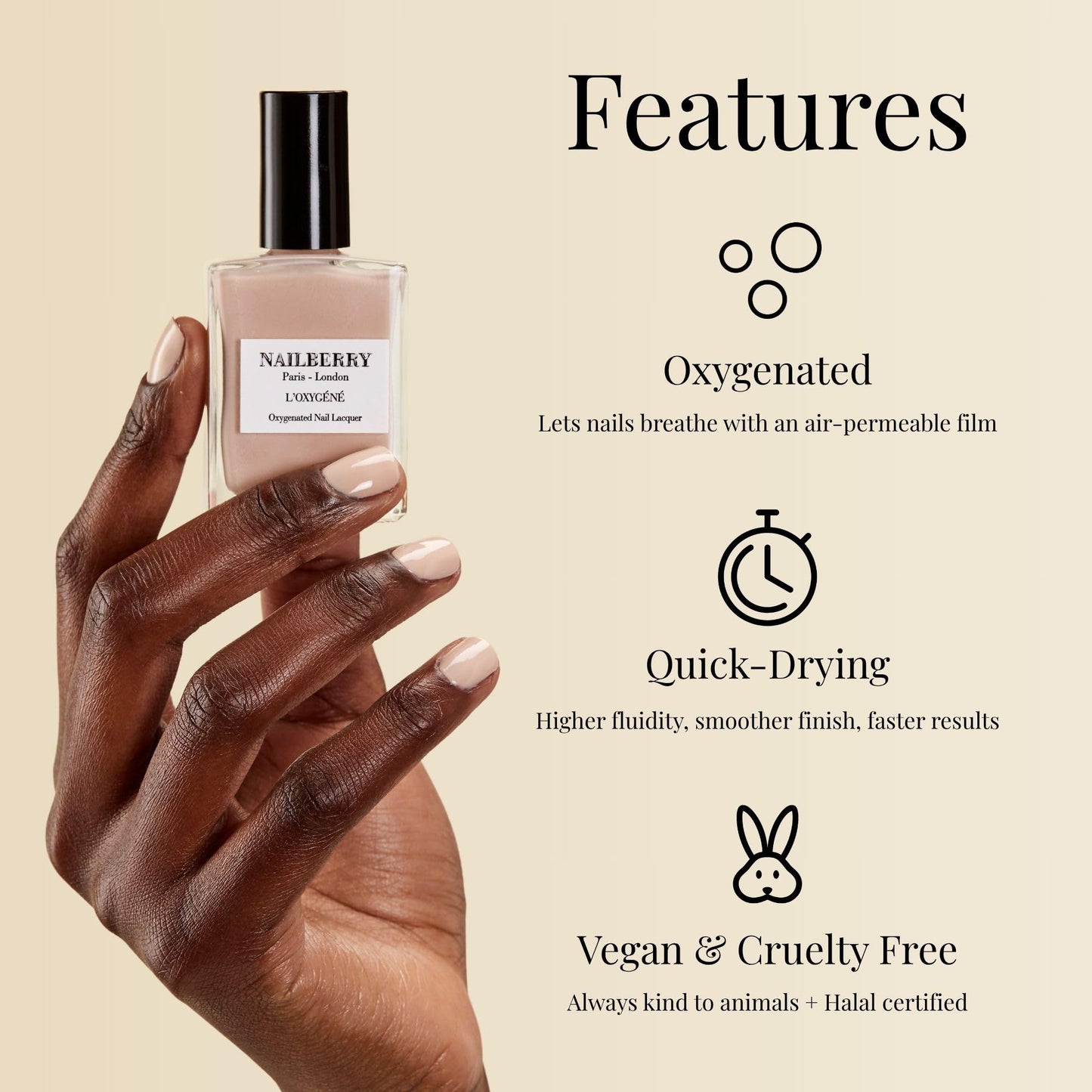 Nailberry L'Oxygéné Oxygenated Nail Lacquer | Le Temps des Cerises | Deep Red Burgundy Opaque | UV Protected Long-Wear Nail Polish | 12-Free | Vegan | Certified Halal | Cruelty & Gluten Free | 15 ml