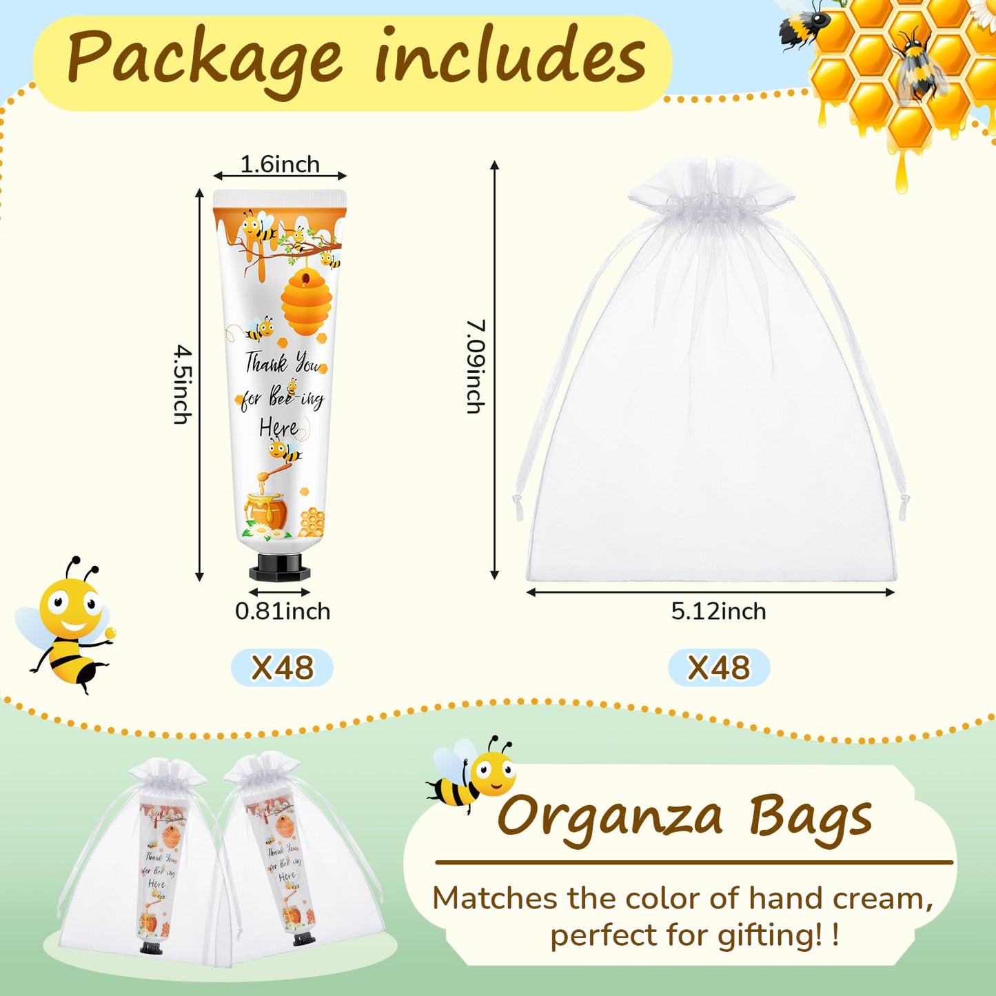 Swiffen 48 Sets Honey Baby Shower Hand Cream Gifts Bulk for Guest a Little Honey Is on The Way Mini Travel Hand Lotion for Gender Reveal Bee Themed Baby Shower Birthday Party Supplies Prizes Souvenirs