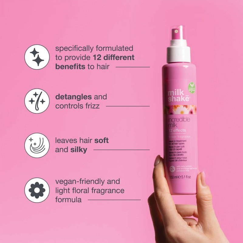 milk_shake incredible milk flower fragrance | multi-functional leave-in treatment for color-treated hair | detangles, softens, strengthens & protects with soy protein & hyaluronic acid, 5.1 fl oz