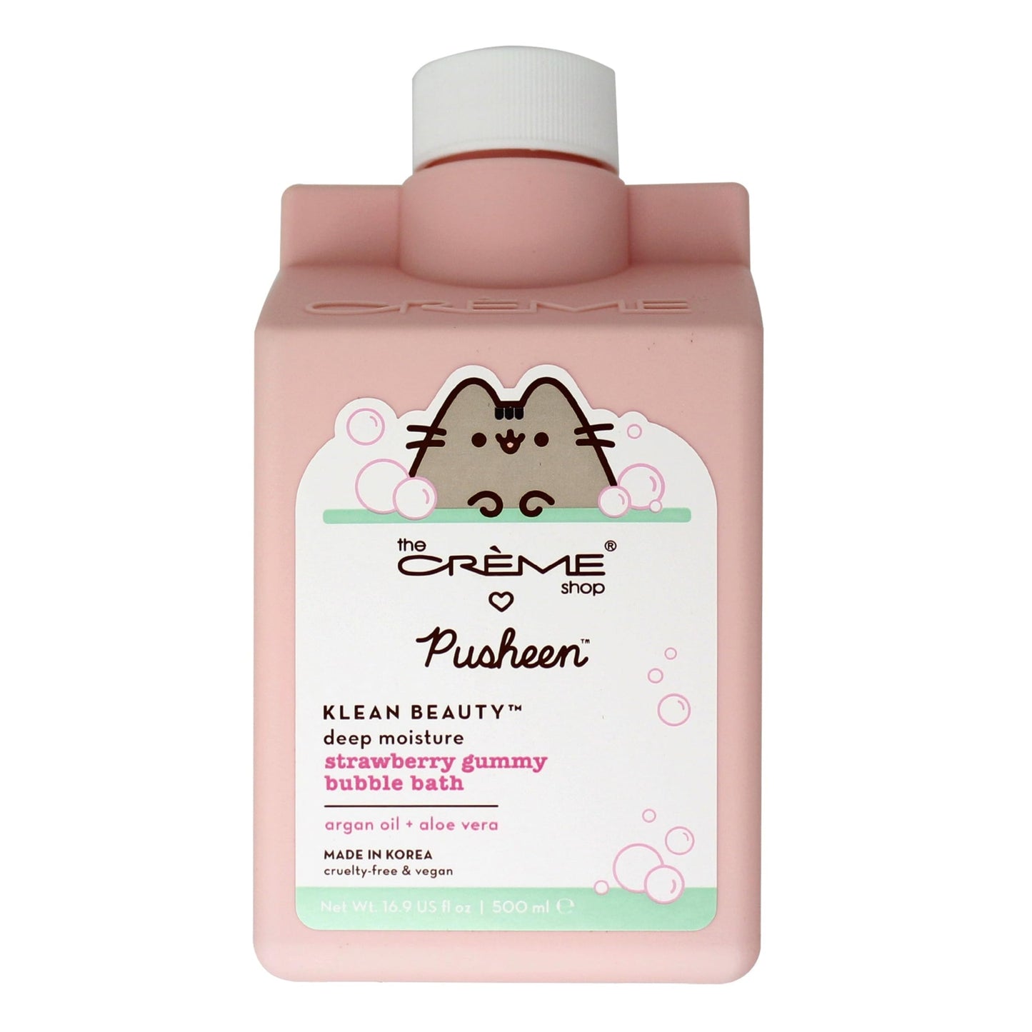 THE CRÈME SHOP X Pusheen X KLEAN Beauty Deep Moisture Bubble Bath Strawberry Gummy with Argan Oil and Aloe Vera for Hydrated Soft Skin