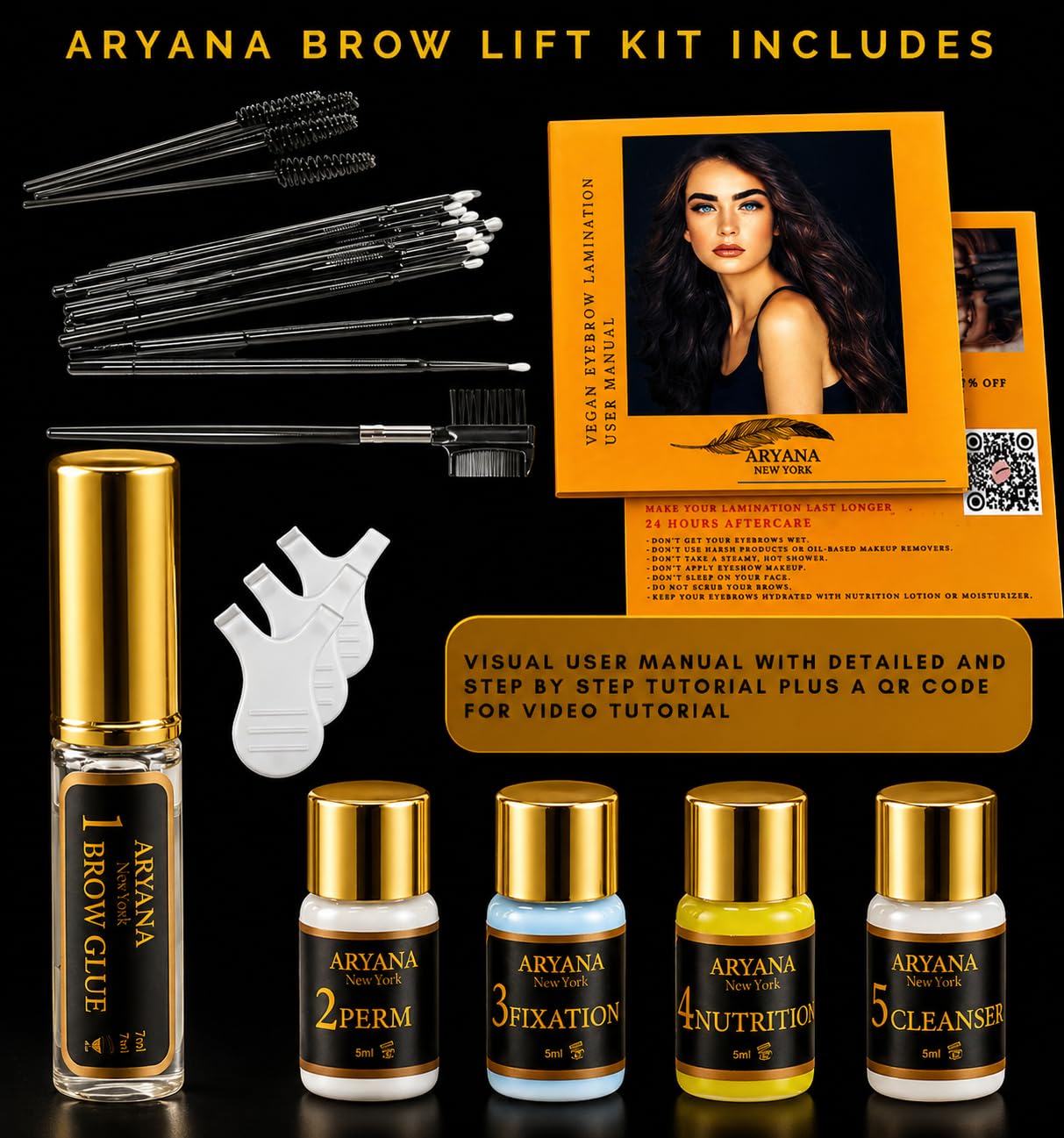 ARYANA NEW YORK Eyebrow Lamination Kit | Brow Lift Kit | At Home DIY Brow lamination | Instant Professional Lift For Fuller Eyebrows | Brow Brush And Micro Brushes Added