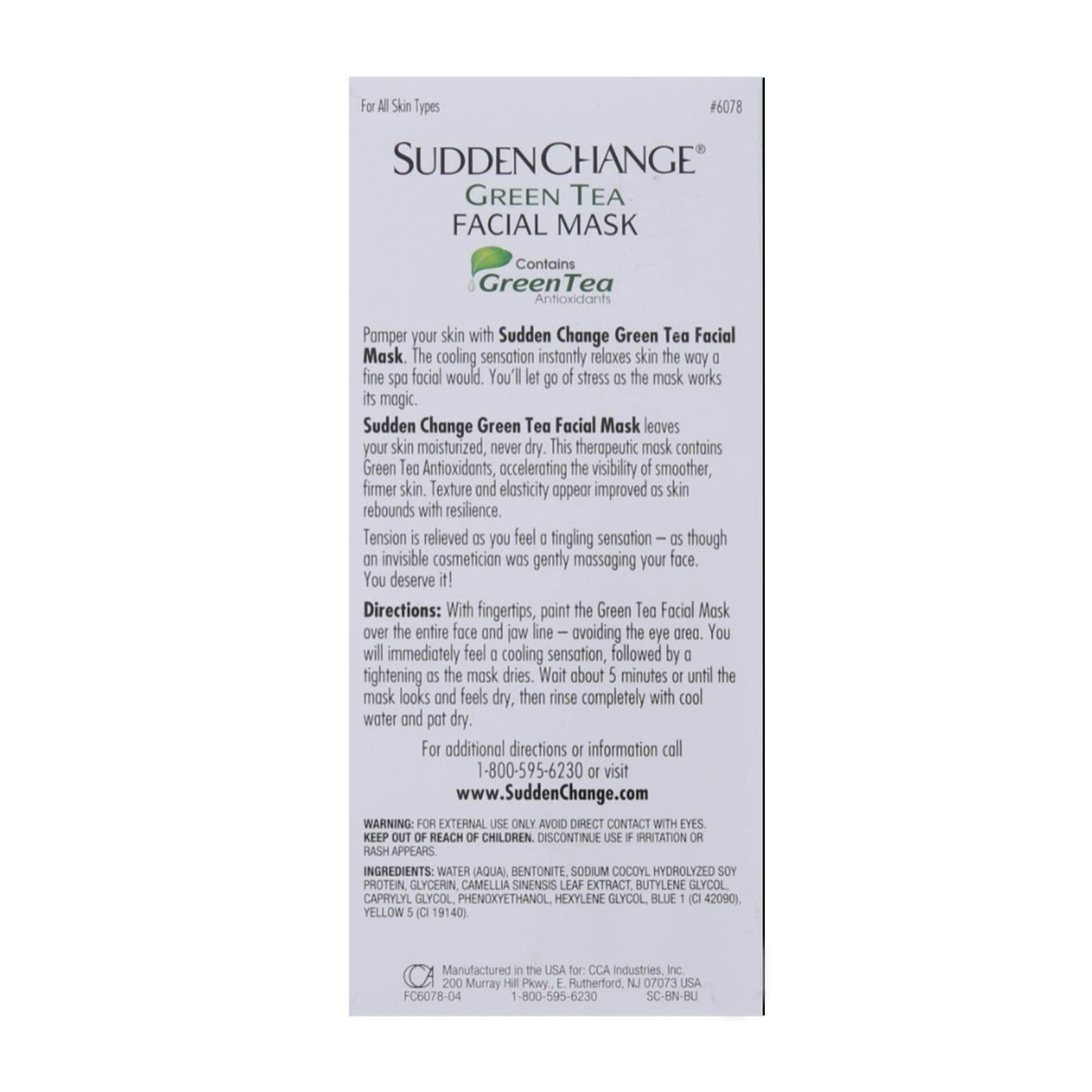 Sudden Change Green Tea Facial Mask 3.4oz (3 Pack)