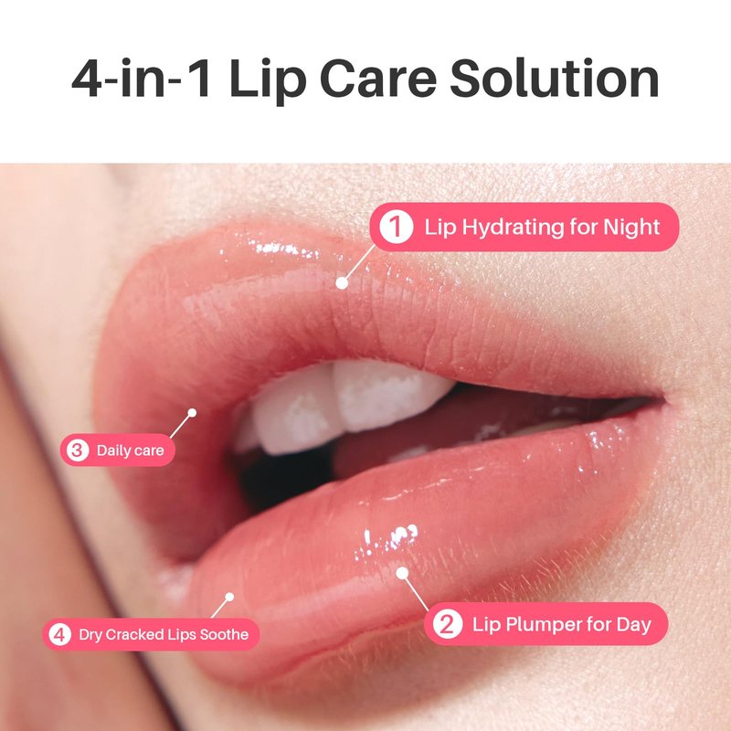 SPODARE Sleeping Lip Mask Strawberry - Overnight Lip Treatment, Lip Care Hydration, Repair for Dry Cracked Lips, Vitamin C, Soft and Nourished Lips Overnight, Christmas, with Shea Butter - 12g