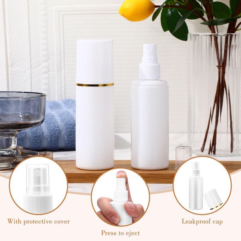 Yiyiring 50 Pack 3.4 oz Plastic Spray Bottles Fine Mist Travel with Pump Spray Cap Double Cap Refillable and Reusable Empty Plastic Containers for Travel Cosmetic Essential Oils