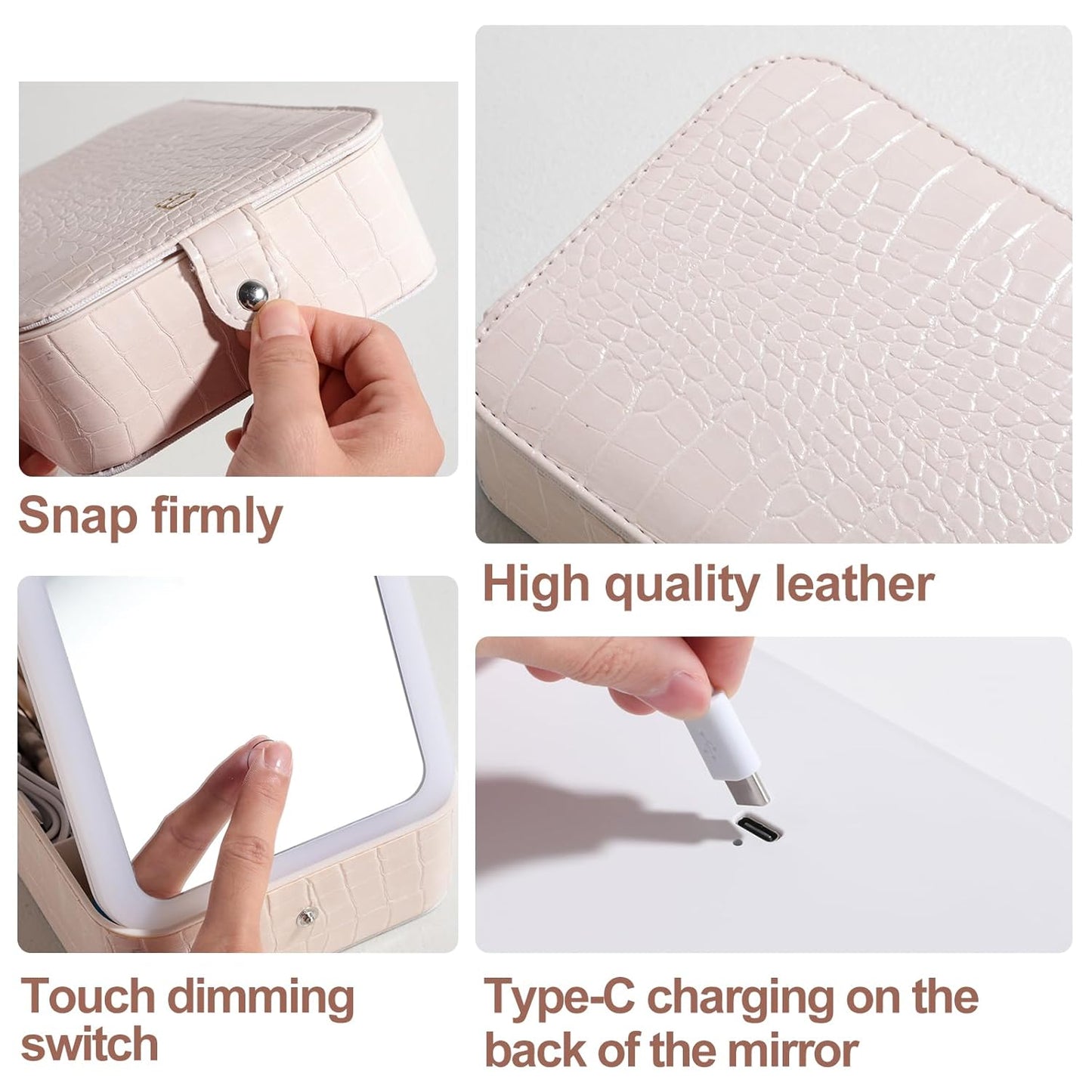 LED Makeup Mirror Case - 15-Piece Travel Makeup Brush Set with Sponge | Perfect for Beauty Routine