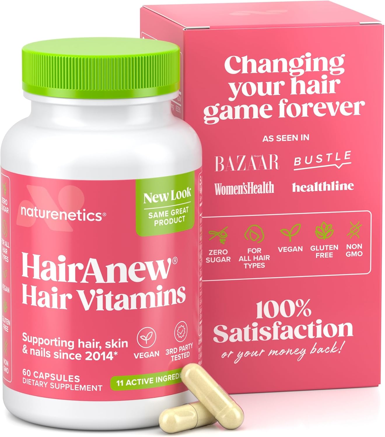 Hair Growth Vitamins - Vegan Formula for Faster Hair Growth | 60 Capsules with 5000mcg Biotin for Thicker, Fuller Hair & Enhanced Skin & Nail Health