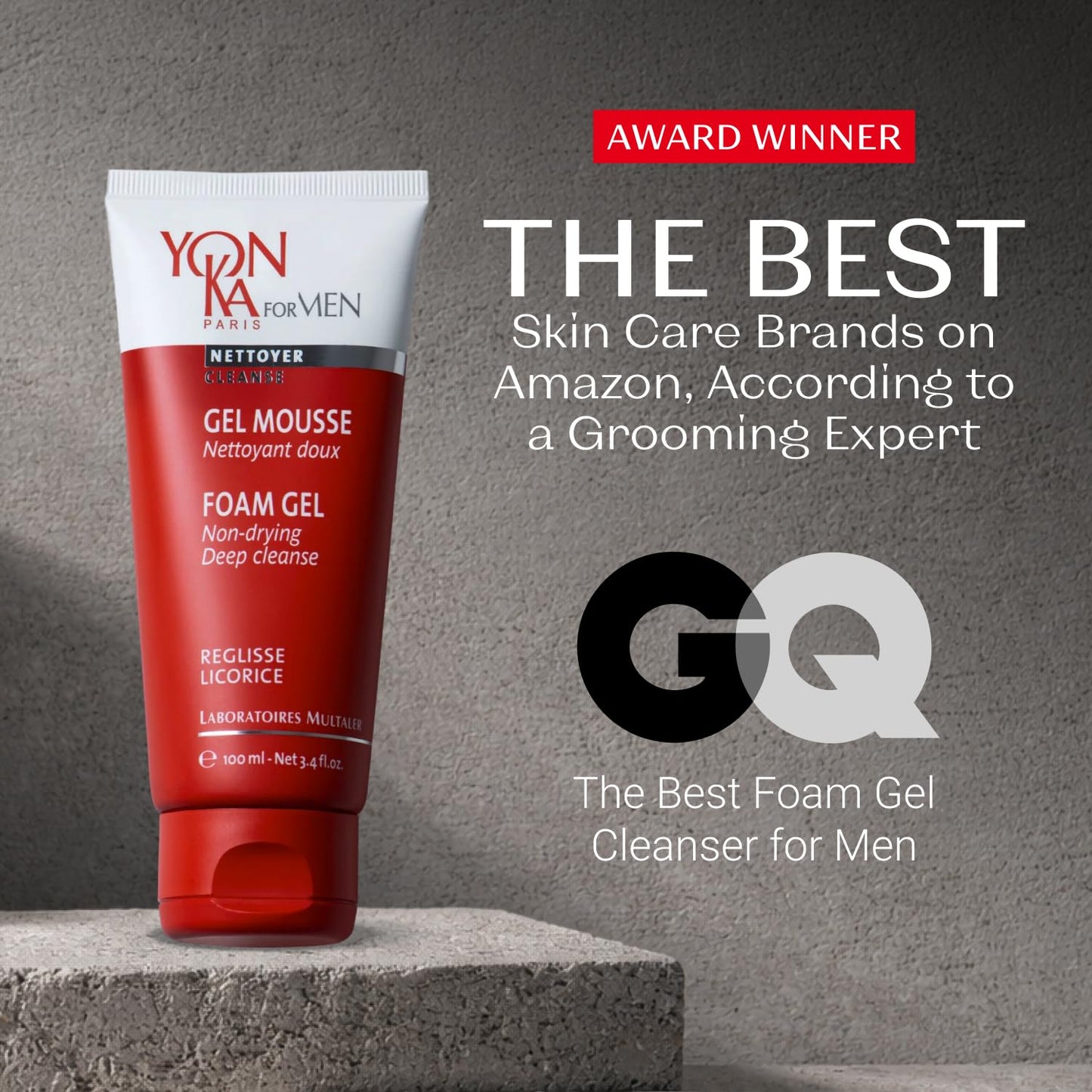 Yonka Mens Foam Gel Cleanser | Moisturizing Face Wash for Deep Clean | Remove Oil and Buildup with Liquorice for Daily Cleansing | 3.4 fl oz