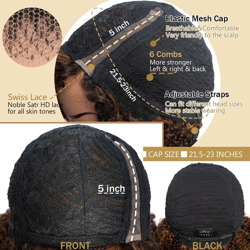 HD Lace Front Wig - 5-Inch Side Part Kinky Curly Human Hair | 180% Density, Brazilian Virgin Hair, 10-Inch Length