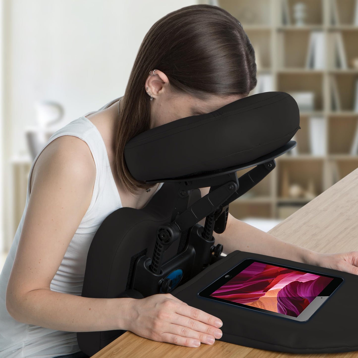 EarthLite Massage Kit Travelmate - Ultra-Portable Face Down Tabletop Massage System Perfect for Vitrectomy Recovery & On-The-Go Massage, Black
